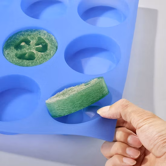 Molde redondo de silicona para jabón de 12 cavidades, jabonera artesanal, molde para velas hecho a mano
