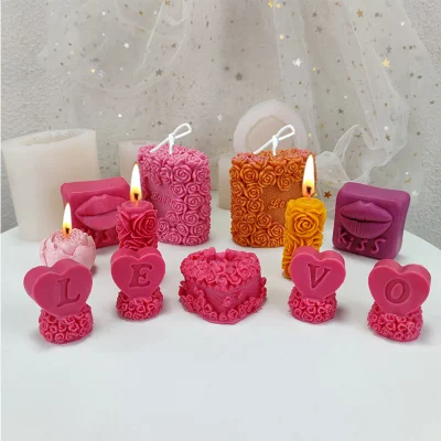 El día de San Valentín Boda 3D Rose moldes de jabón y velas de silicona