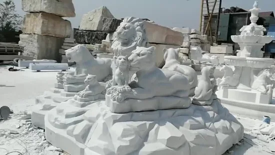 Molde animal de la escultura de las estatuas del león del mármol de la antigüedad del jardín al aire libre de tamaño natural grande